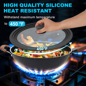 YOMUME lid offers cool touch silicone handles for safe lifting