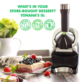 Yonanas produces dairy-free soft serve from frozen fruit with a simple process.