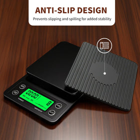 Yoncon Coffee Scale anti-slip base keeps it steady during brewing