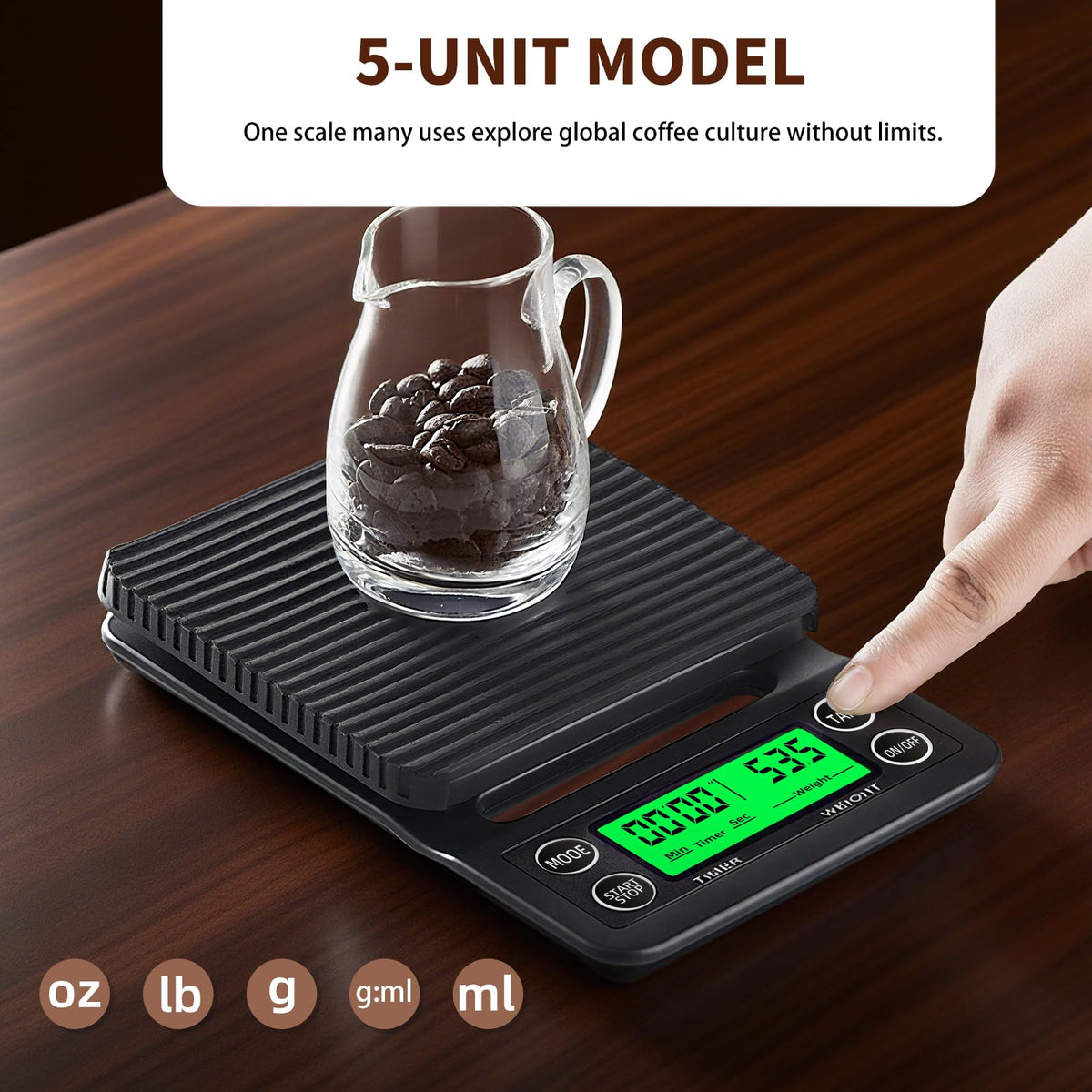 Yoncon Coffee Scale battery compartment with included batteries