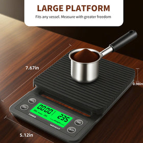 Yoncon Coffee Scale detailed panel highlights units and tare