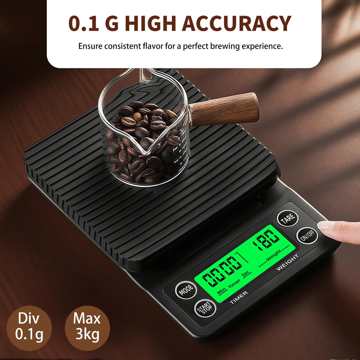 Yoncon Coffee Scale silicone mat protects surfaces and prevents slips