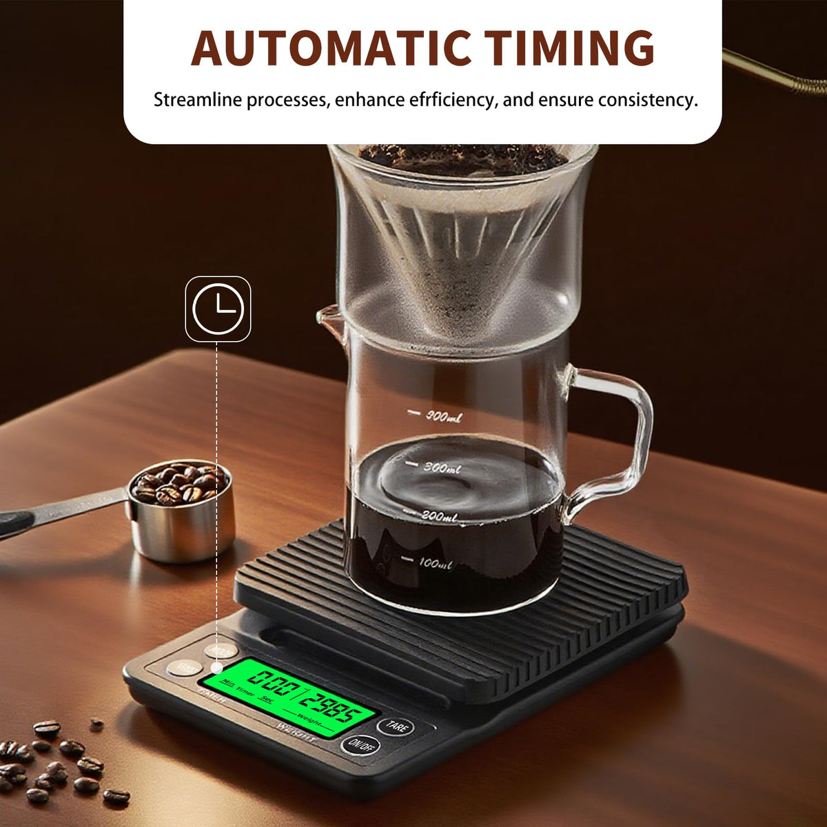 Yoncon Coffee Scale timer enables controlled pour-over extraction timing