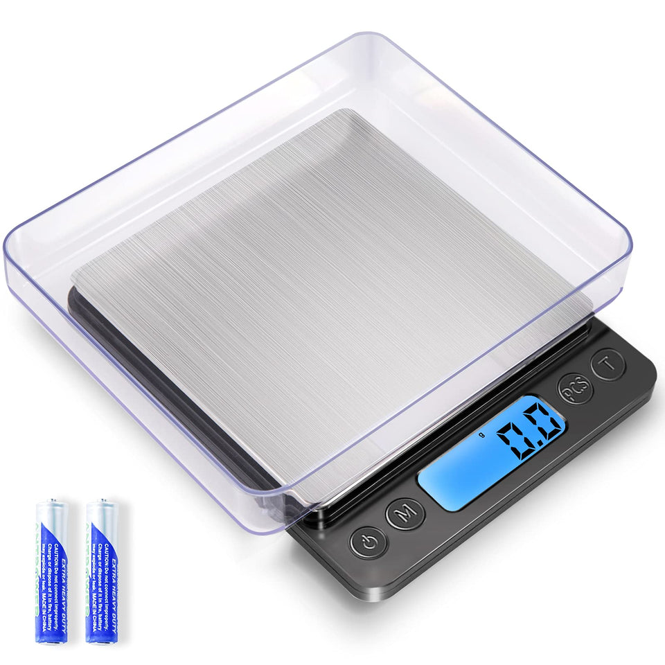 Yoncon digital food scale display close-up for precise cooking measurements.