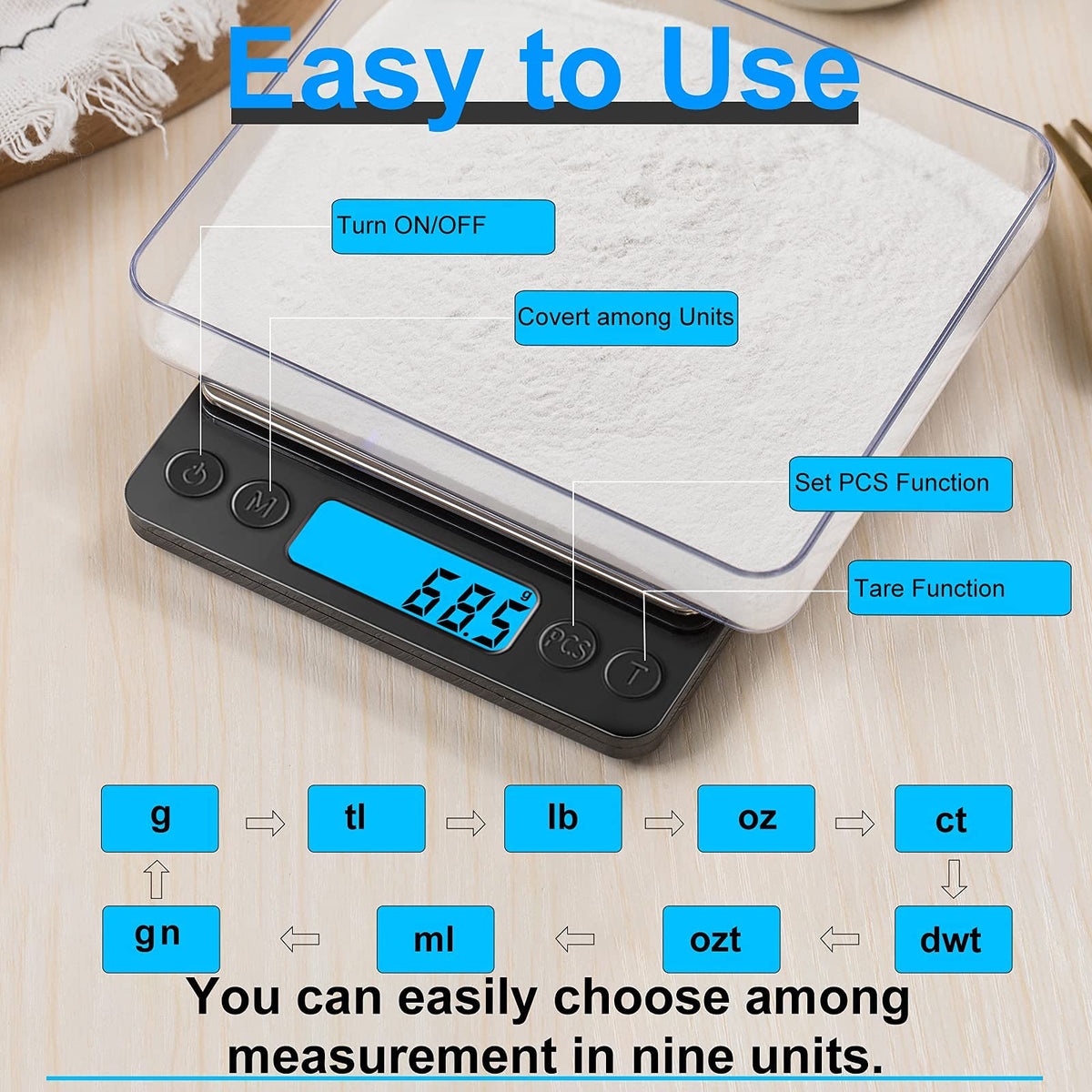 Yoncon two trays included for ready-to-use weighing options.