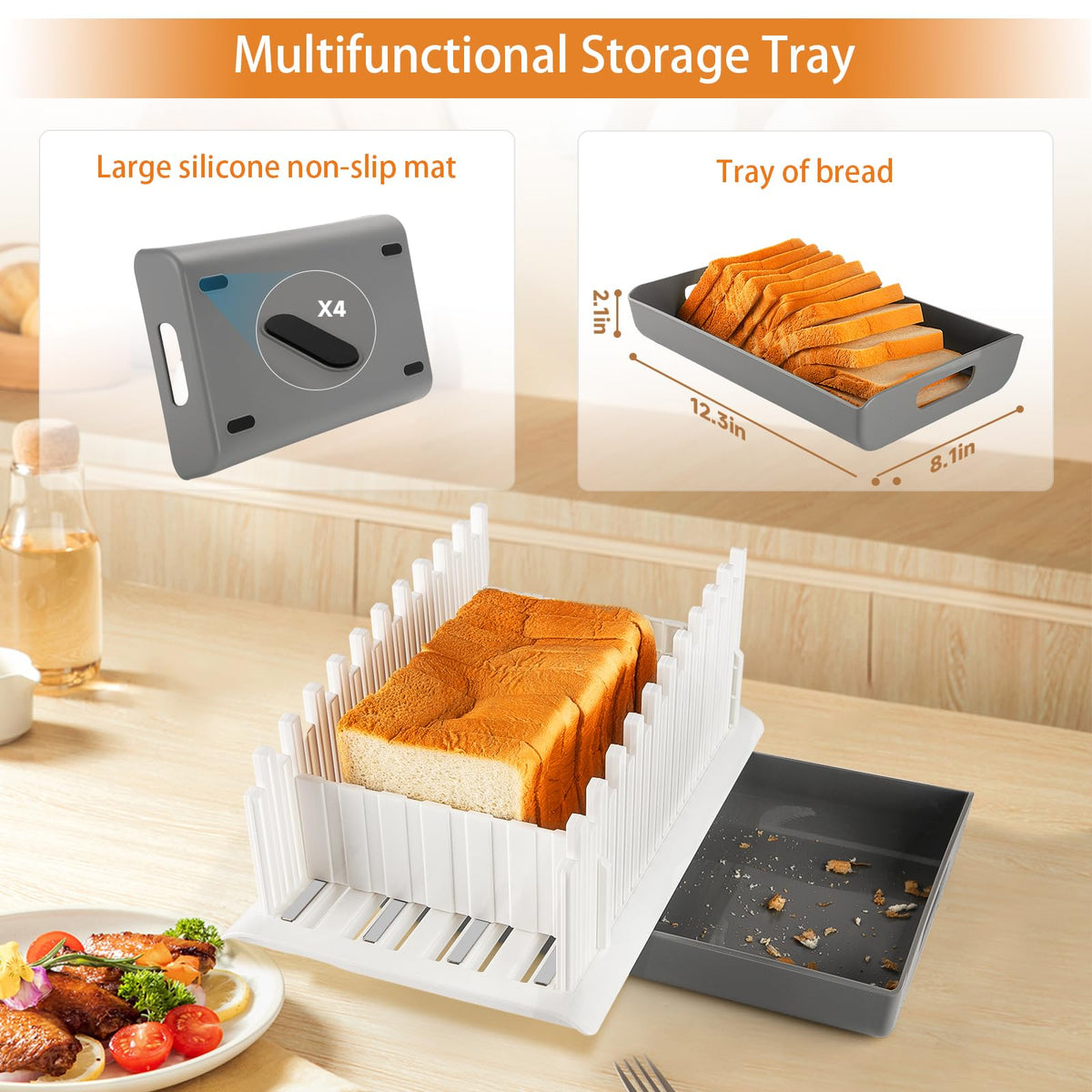YONGAIJIA bread slicer double-baffle design stabilizes bread.