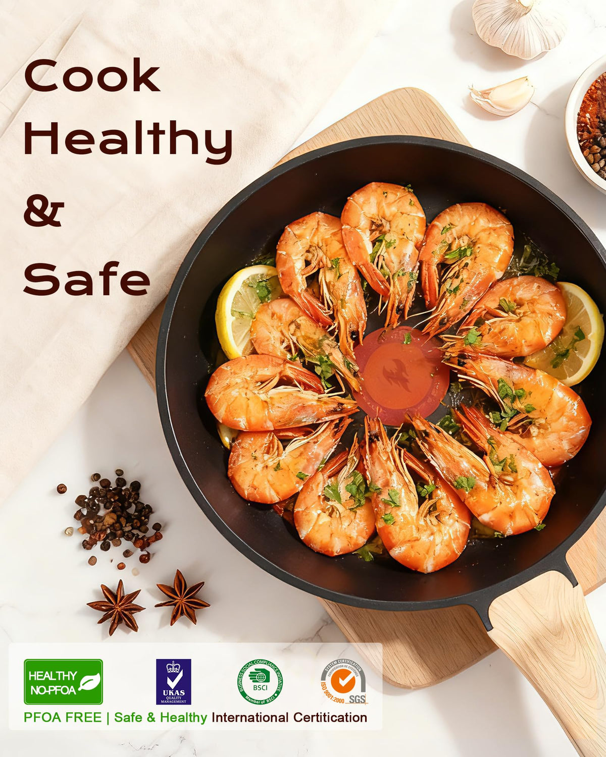 Yonida pan suitable for induction, gas, electric and ceramic cooktops