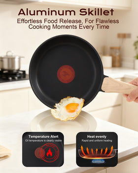 Yonida ergonomic heat-resistant handle stays cool for safe, comfortable cooking.