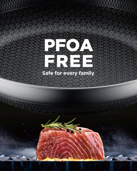 Yonida hybrid fajita pan nonstick with SnowFlake surface for effortless release.
