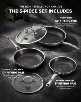 Yonida tri-ply durable base promotes even heating across the pan