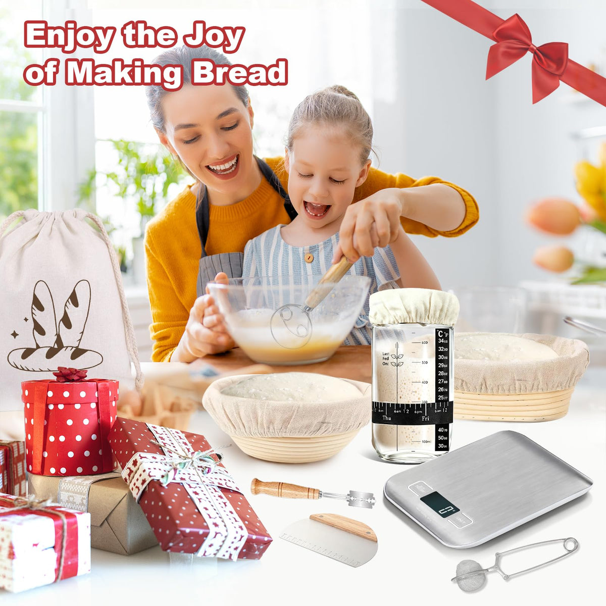 YONILL reusable bread bag and storage set for fresh dough storage