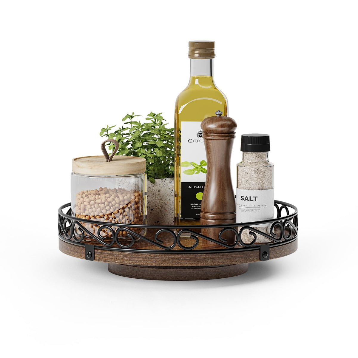 Yoobure 9-inch Lazy Susan top view for easy, space-saving access.