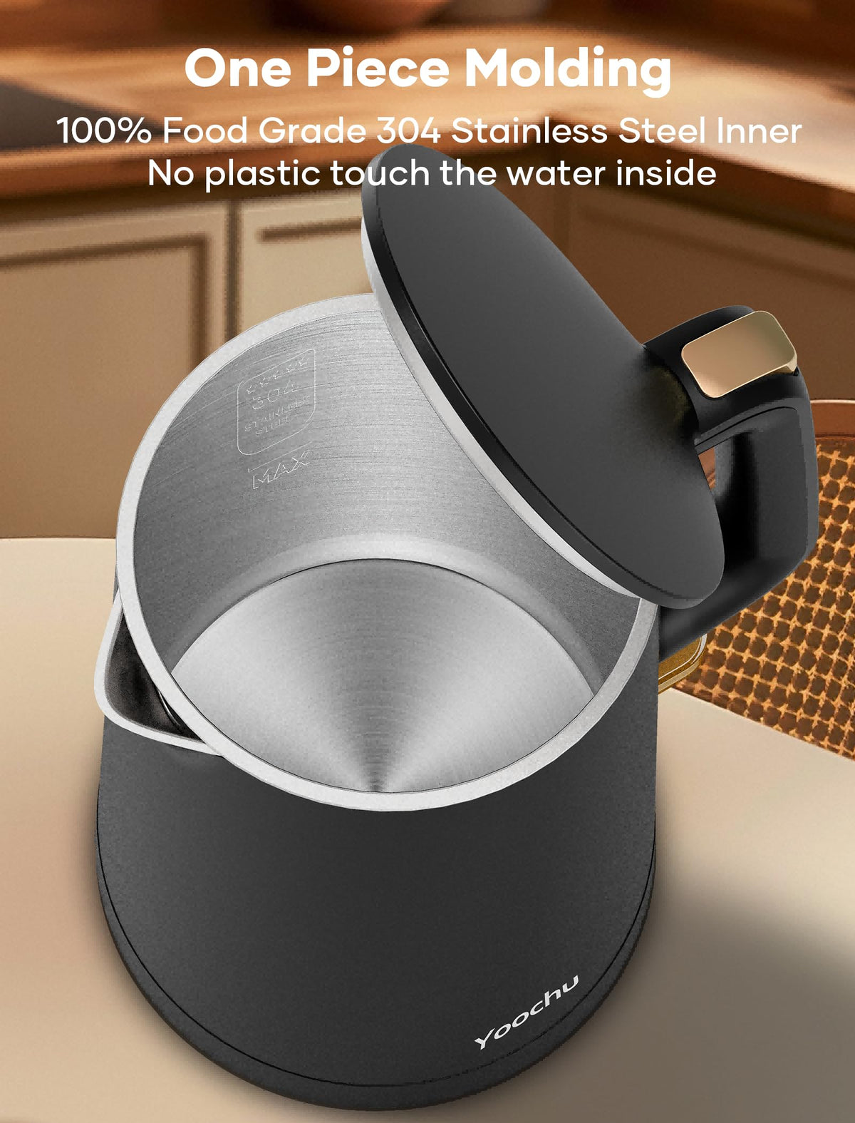 Yoochu cool-touch exterior stays cool for safe handling.