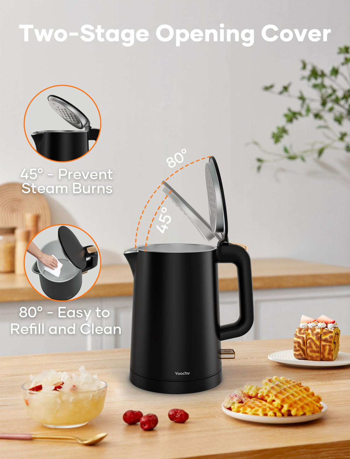 Yoochu compact kettle fits in apartments and dorm rooms for daily use.