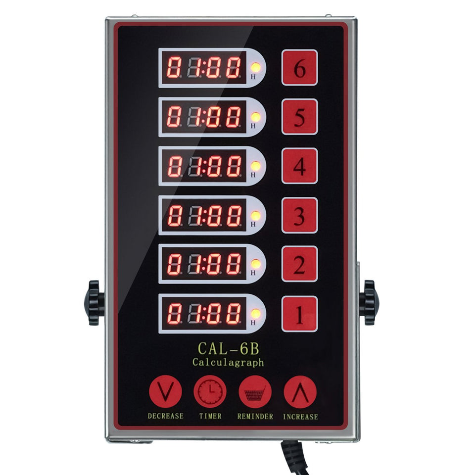 YOOYIST 6-channel timer front view for multi-dish timing in busy kitchens
