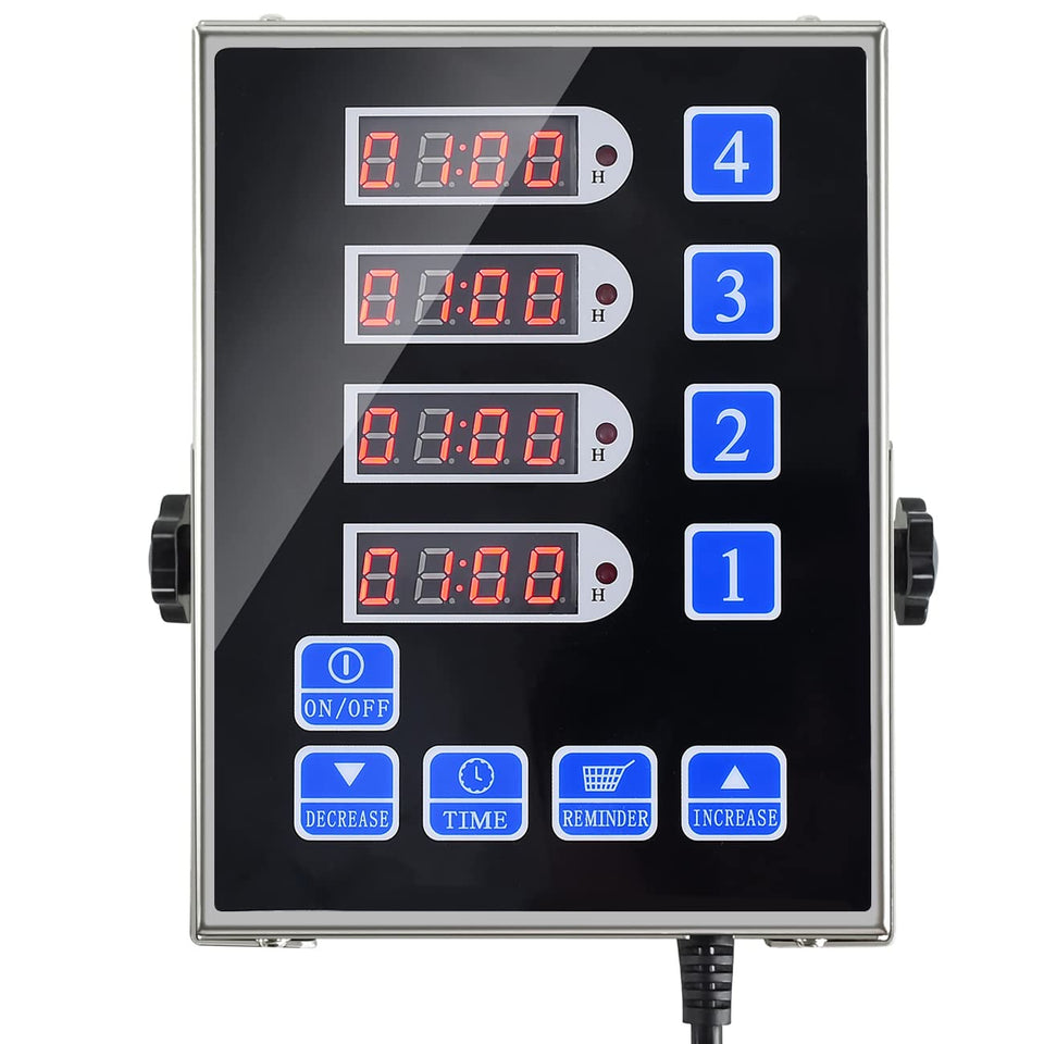 YOOYIST 4-channel timer front panel with large LED display for busy kitchens.