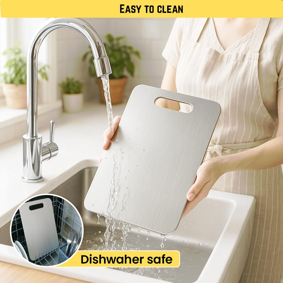 YoYoulee cutting board is dishwasher-safe for easy cleanup after meals.