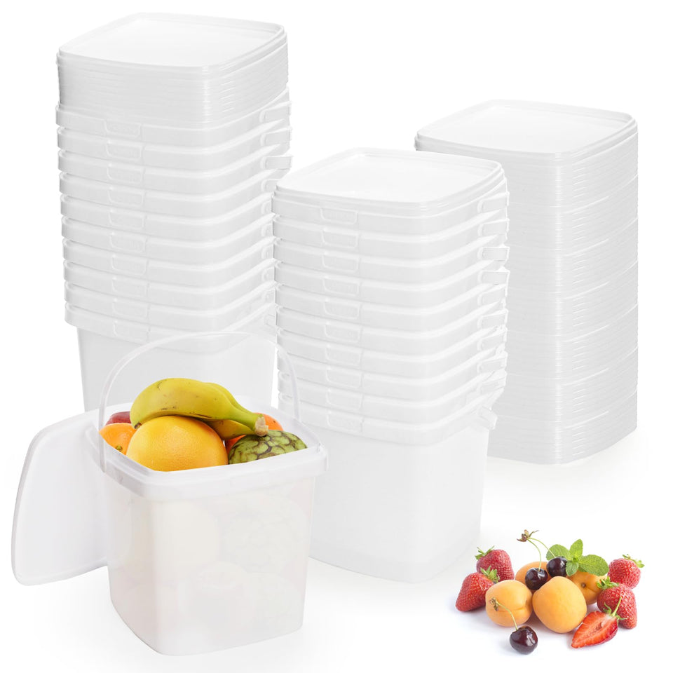 Yopay 20-pack square buckets with lid for easy carrying and storage.
