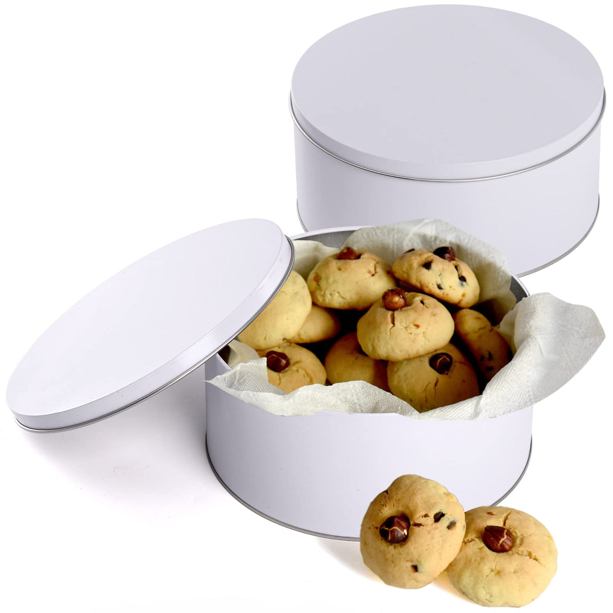 Stacked Yopay tins illustrate compact storage for your pantry.