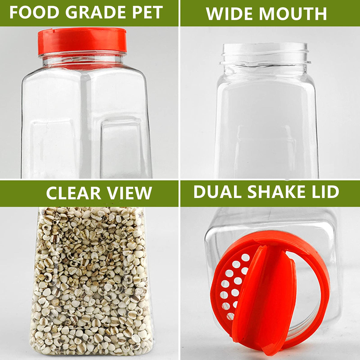 Yopay 32oz jars suited for dried spices, herbs, and dry goods.