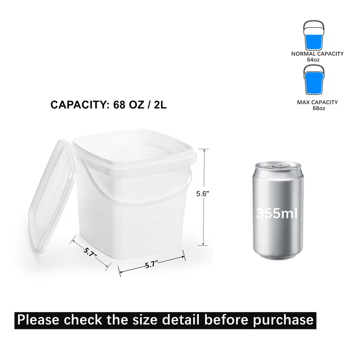 Yopay 68 oz ice cream container with handle, easy to lift.