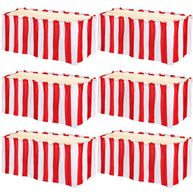 Yopay carnival table skirt in red and white stripes for festive party decor