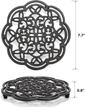 Yopay cast iron trivet close-up shows sturdy construction and vintage finish