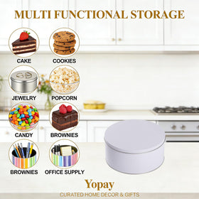 Easy-open Yopay tin lid for quick access to treats.