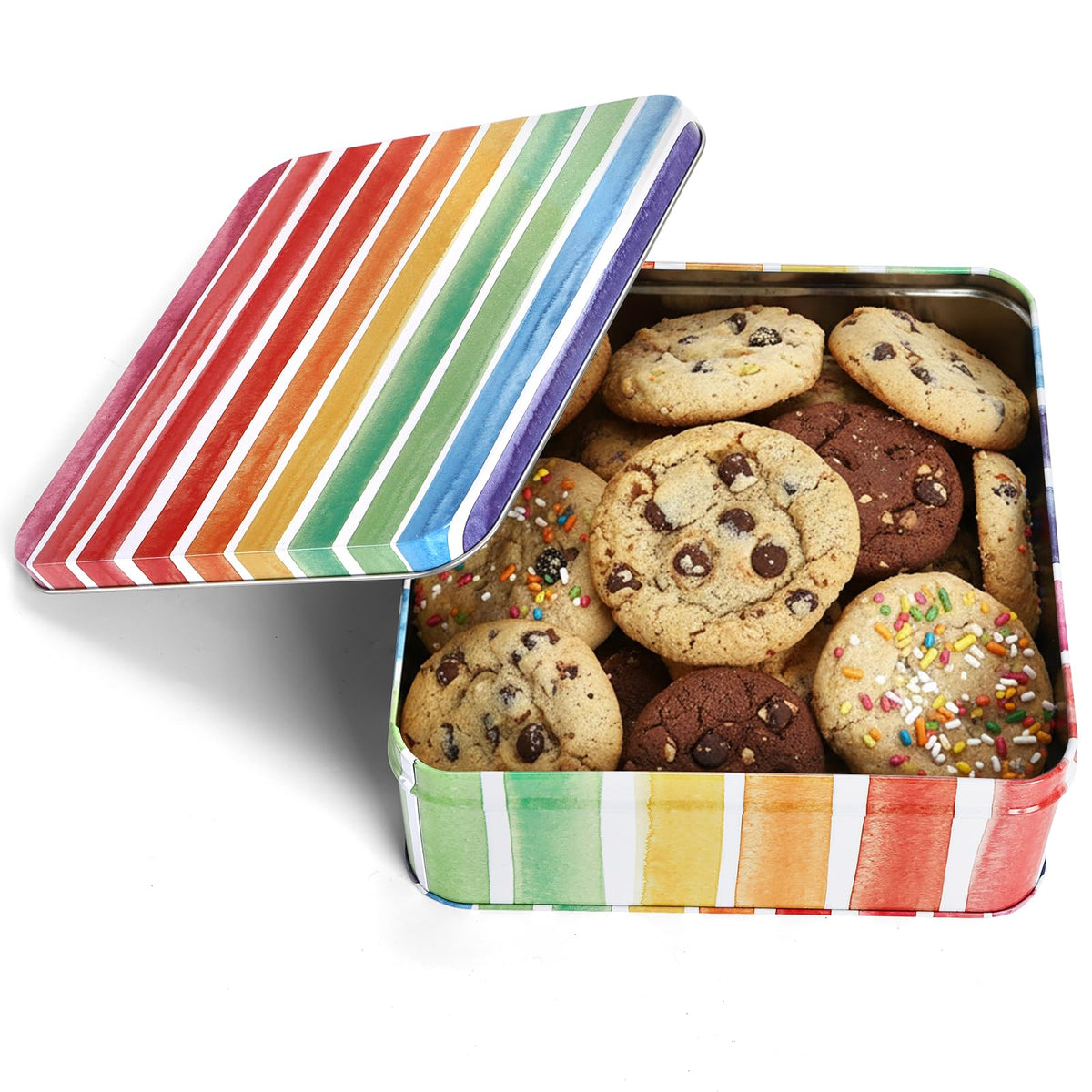 Yopay rainbow tins perfect for festive gift packaging.