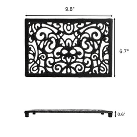 Yopay rustproof cast iron trivet with vintage floral design.