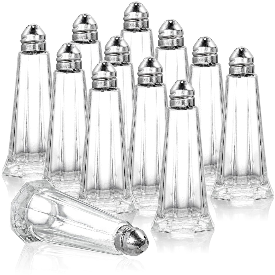 Yopay salt pepper shaker tower glass, clear view for quick refills at the table