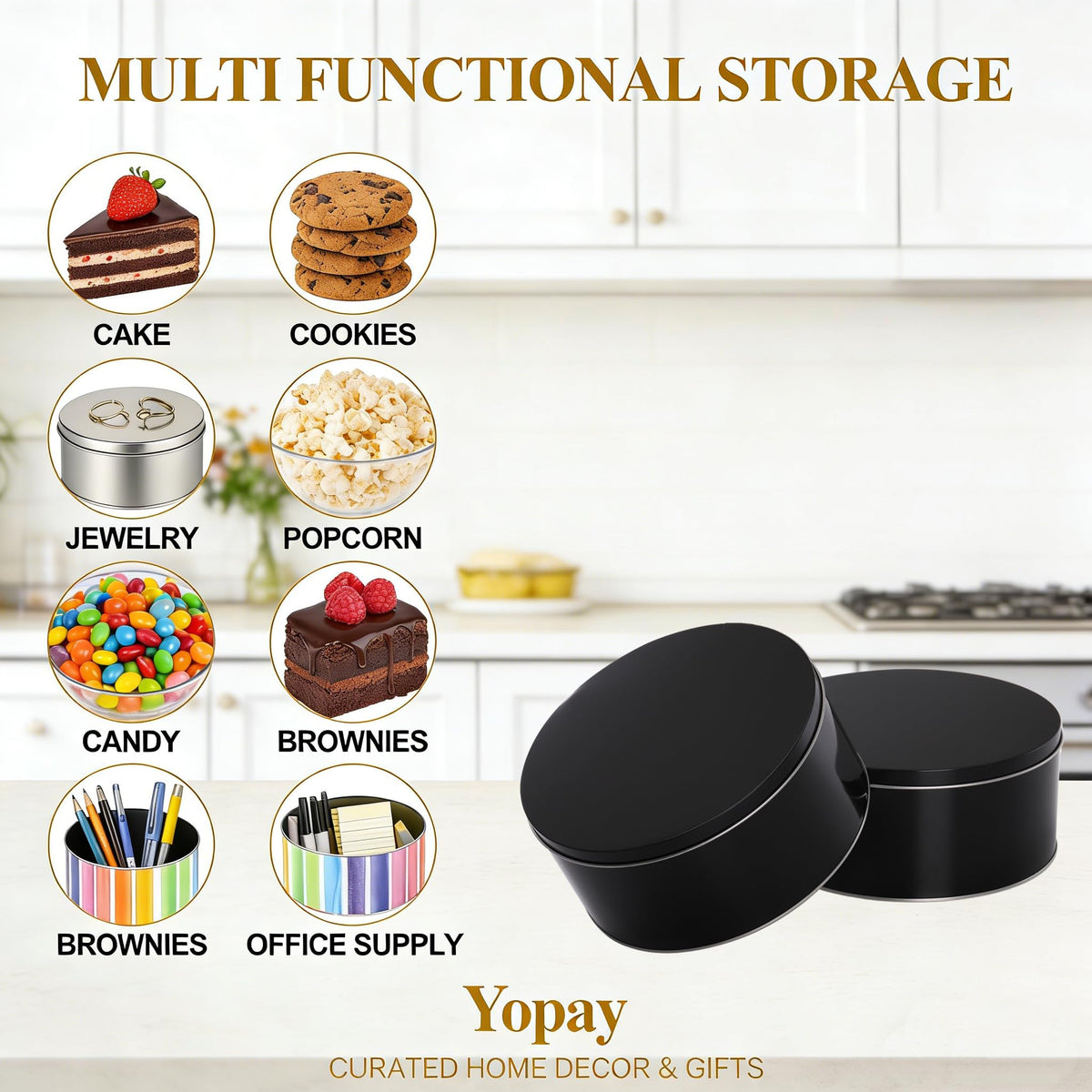 Yopay sturdy metal cookie tin coating, long-lasting for seasonal baking and gifting.