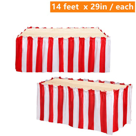Yopay 14ft by 29in striped skirt enhances large table setups