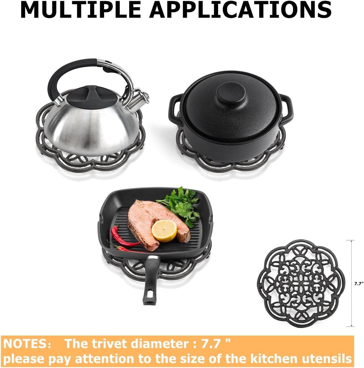 Yopay trivet with rubber pegs prevents slipping and protects surfaces