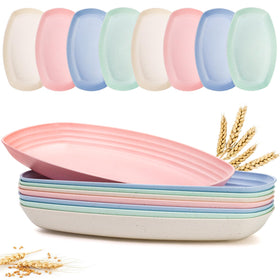 Yopay green 11-inch wheat straw plate, lightweight and durable for camping.