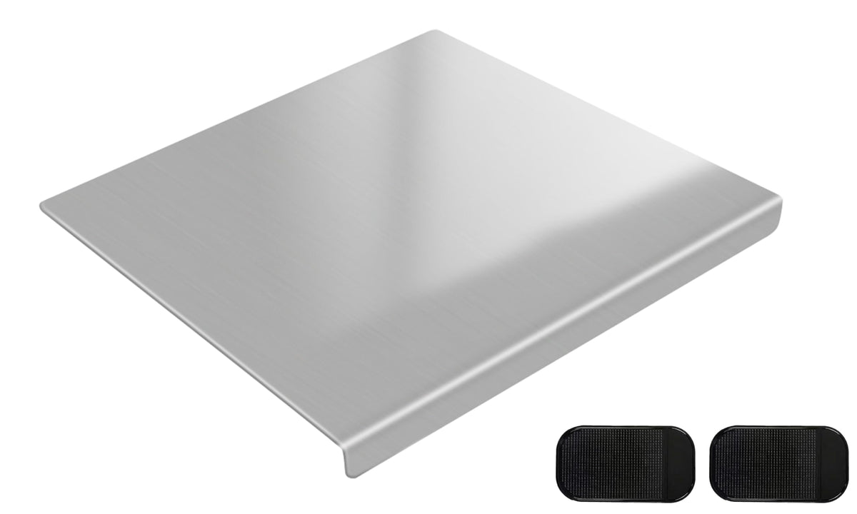 Yoposeo stainless steel cutting board top view, 15.7 by 11.8 inches for versatile prep.