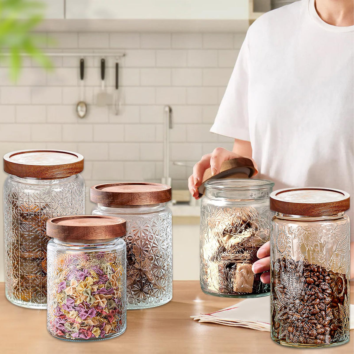 Yoqelt acacia-wood lid jar blends natural craft with practical storage.