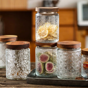 Yoqelt see-through glass jar 24oz helps organize pantry at a glance.