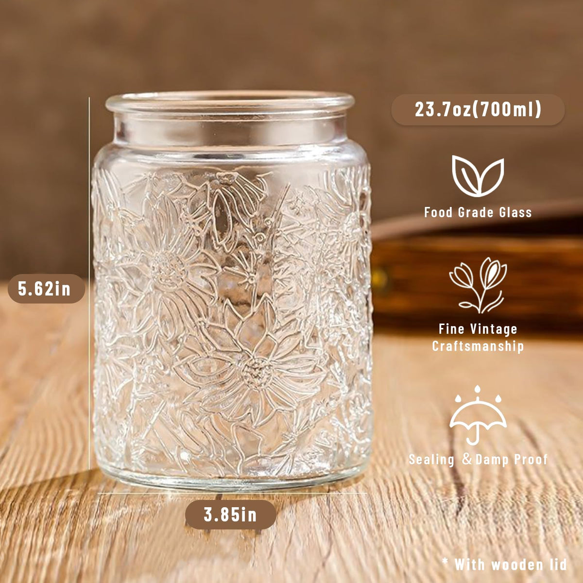 Yoqelt vintage glass jar with sunflower lid keeps cookies fresh and fragrant.