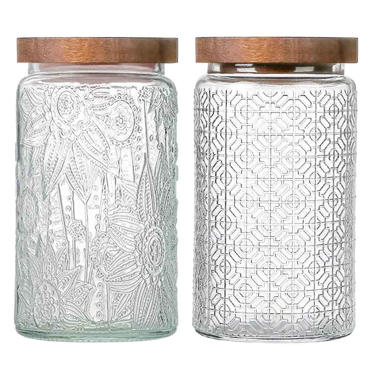 yoqelt vintage glass jar with wood lid 34oz set improves pantry organization with clear visibility