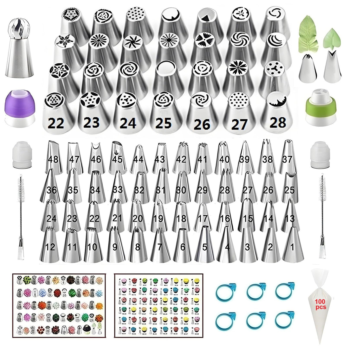 YOQXHY Russian piping tips set full kit display for versatile decorating options
