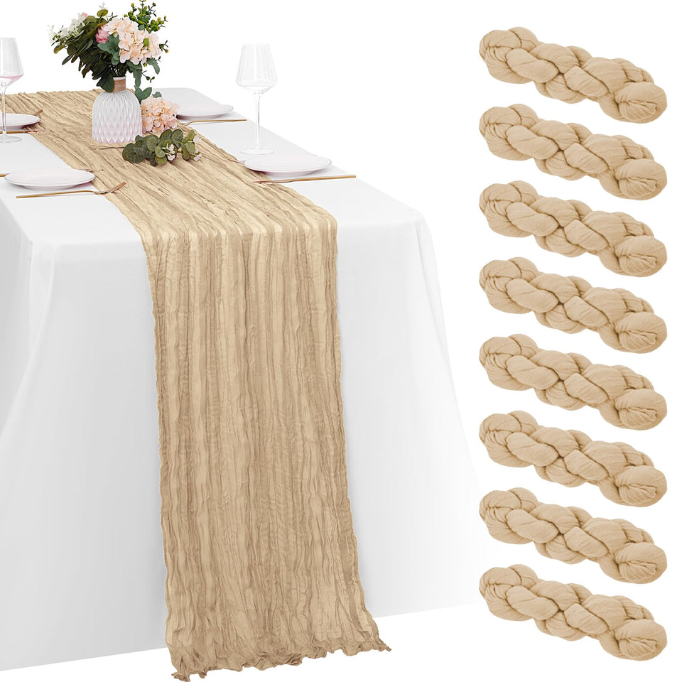 Yorcari beige cheesecloth table runner 20x120 inches for versatile wedding tables