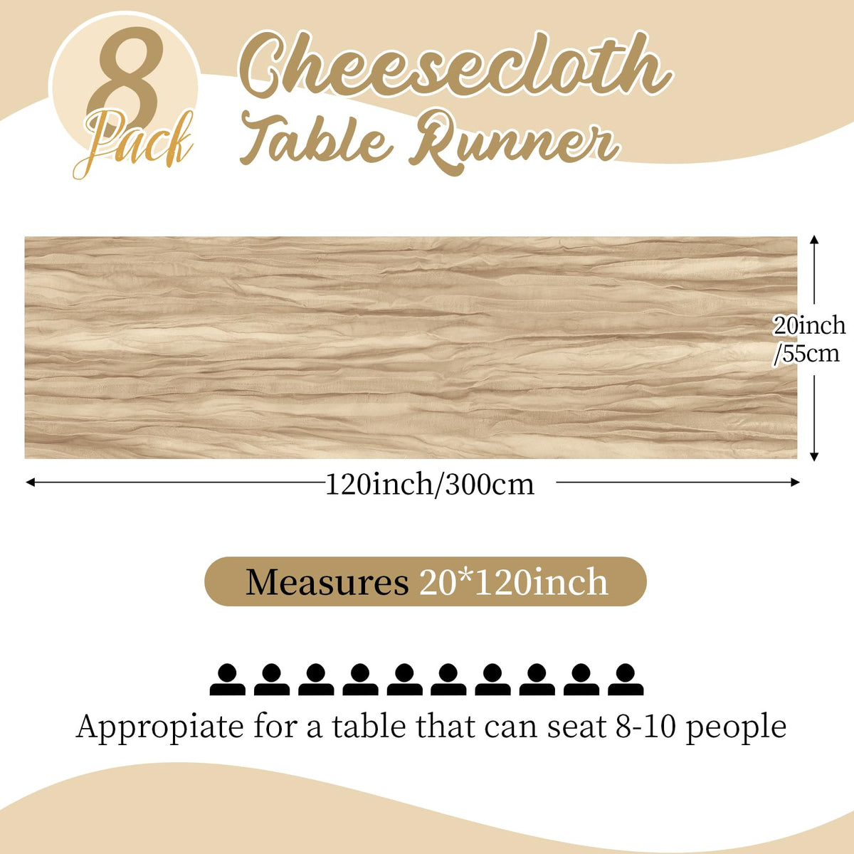 Yorcari beige cheesecloth runner drapes softly for rustic chic party decor