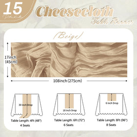 Close-up of Yorcari beige cheesecloth runner showing wrinkle texture