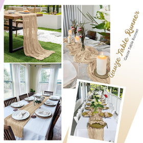 Yorcari gauze runner paired with candles and flowers for romance