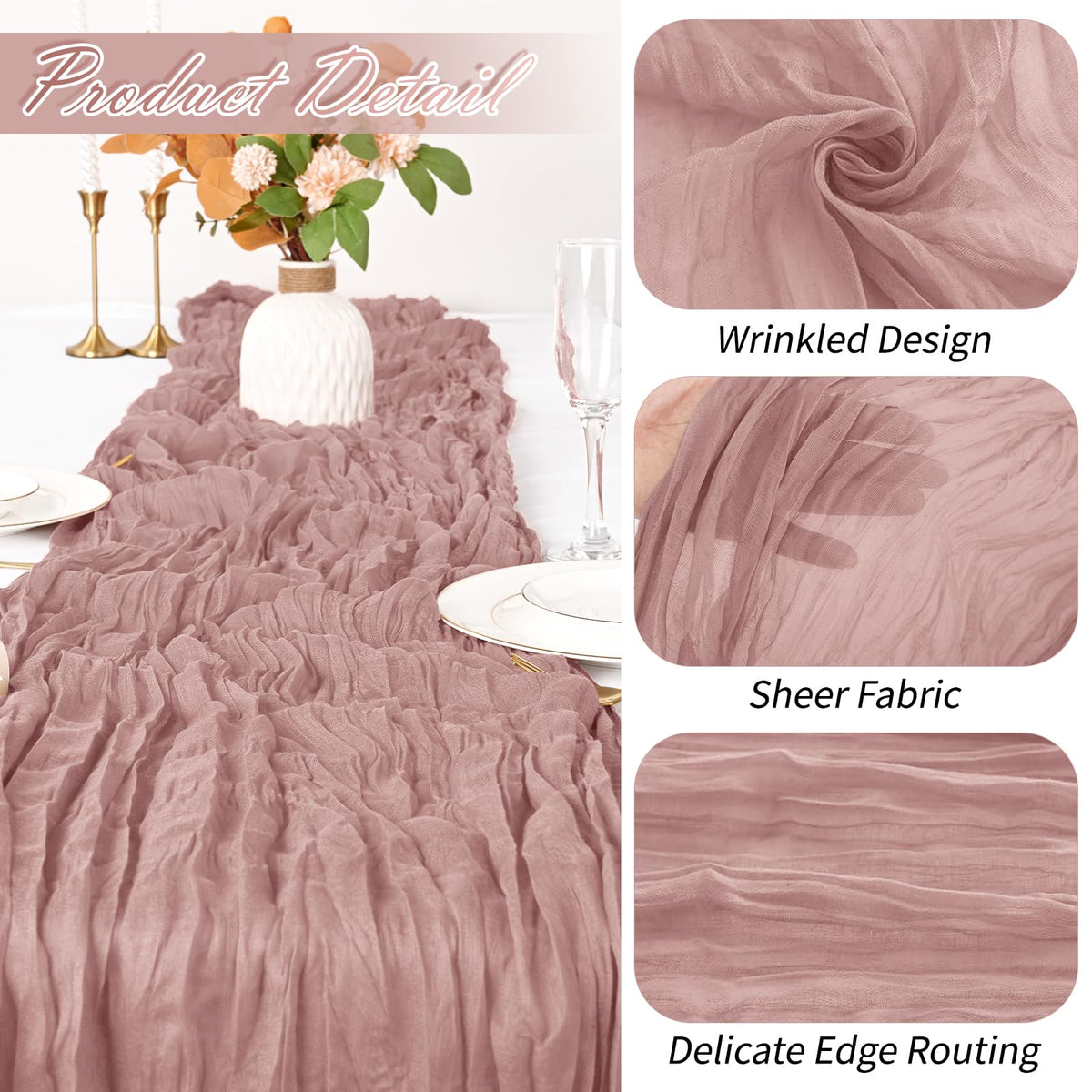 Soft, crinkle gauze fabric feels premium for gatherings.