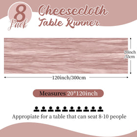 Yorcari dusty pink gauze table runner showcases soft translucence for intimate dinners.