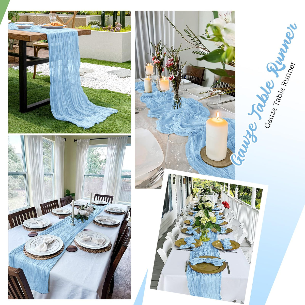 Yorcari baby blue runners create romantic vibes for baby showers and birthdays.