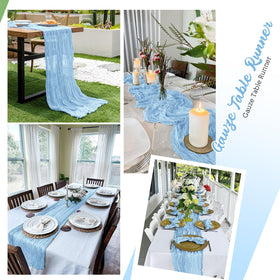 Yorcari baby blue runners create romantic vibes for baby showers and birthdays.