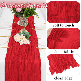 Yorcari gauze table runner used as a wedding backdrop with soft lighting